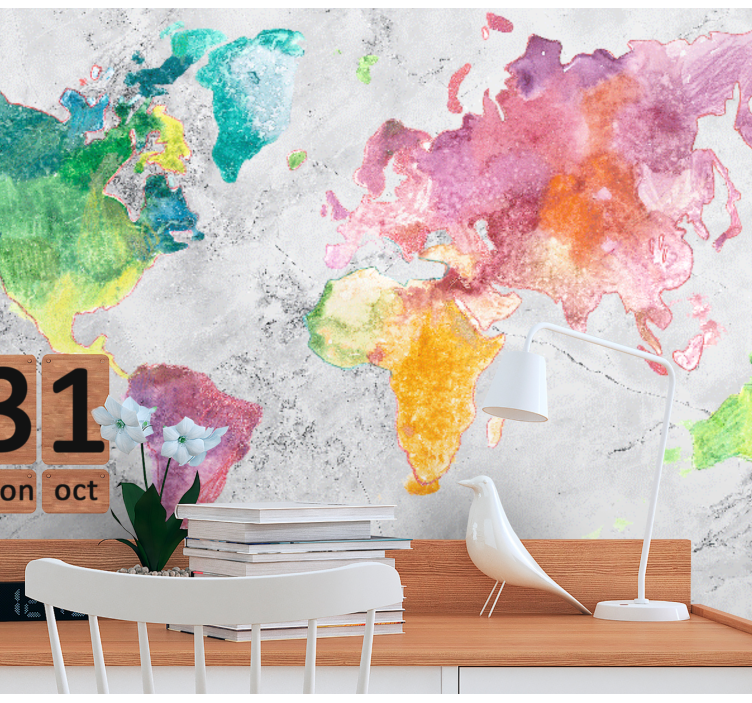 Wall mural world map colorful map design - TenStickers