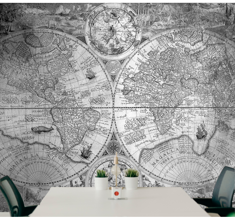 Wall mural world map detailed historical map - TenStickers