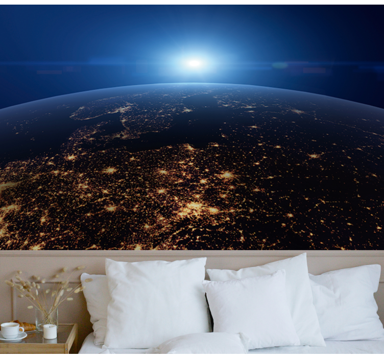 Wall mural world map earth's night view - TenStickers