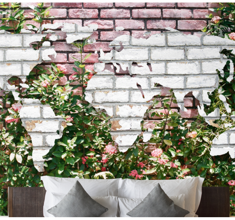 Wall mural world map flowering world map - TenStickers