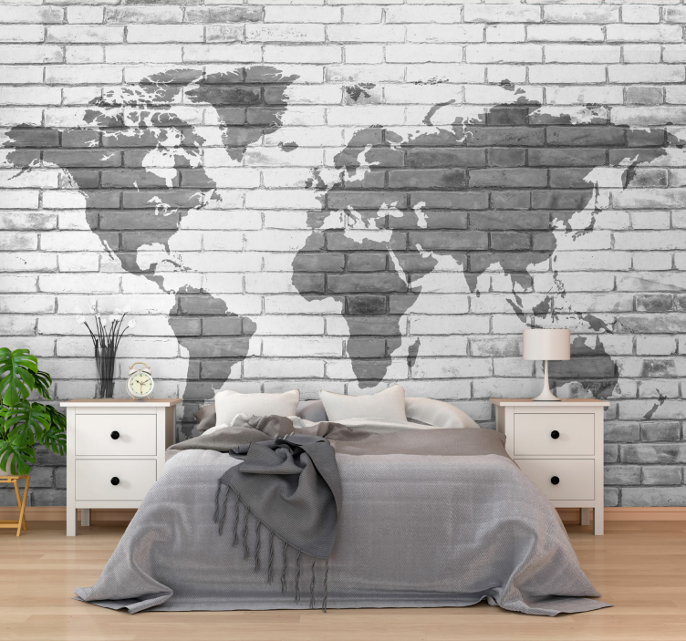Wall mural world map global map outline - TenStickers