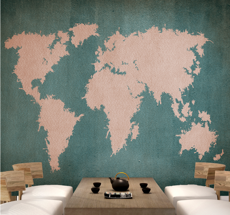 Wall mural world map global world outline - TenStickers