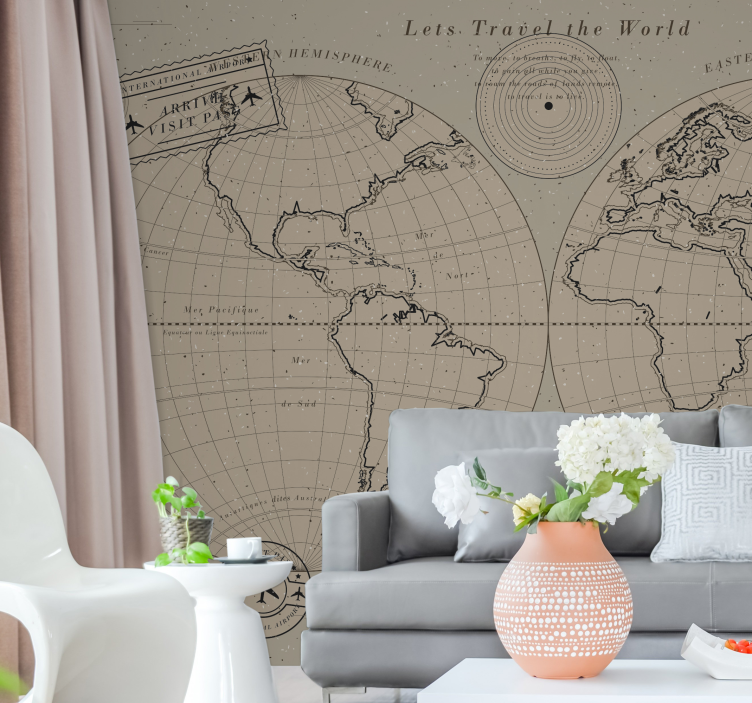 Wall mural world map vintage global map - TenStickers
