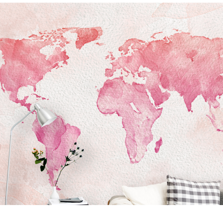 Wall mural world map watercolor world outline - TenStickers