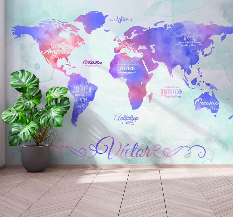 Wall mural world map with world map design - TenStickers