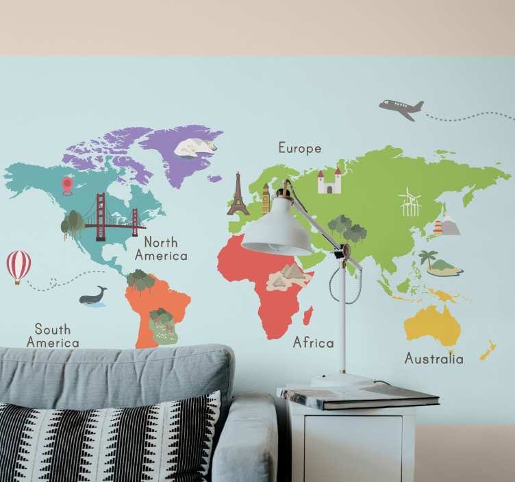 Wall mural world map world map illustration - TenStickers