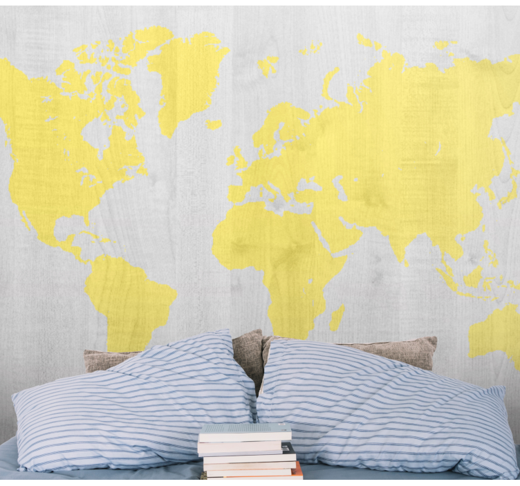 Wall mural world map yellow world map - TenStickers