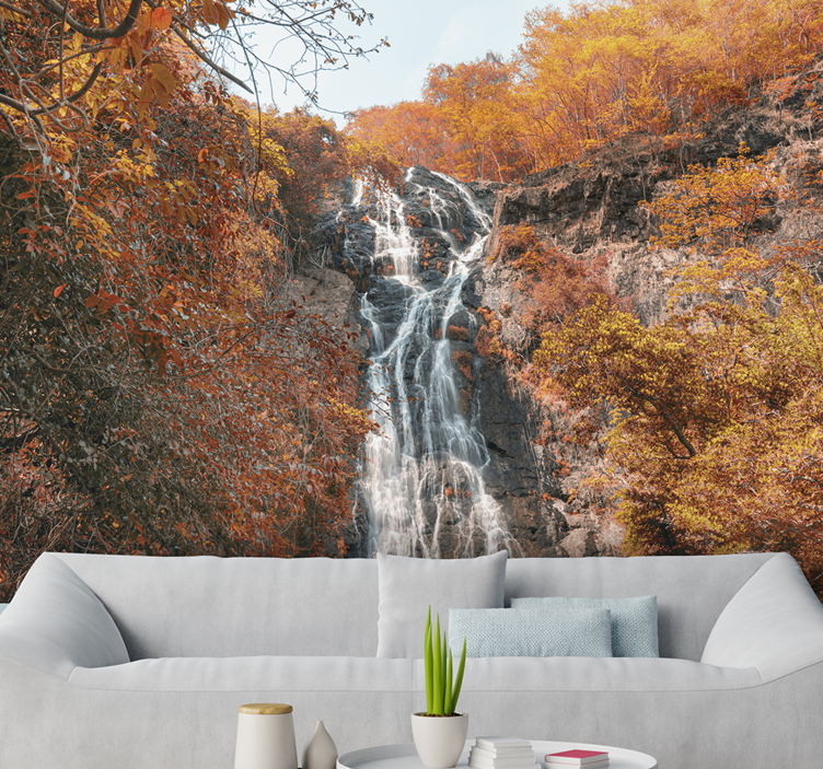 Waterfall wall mural majestic flowing water - TenStickers