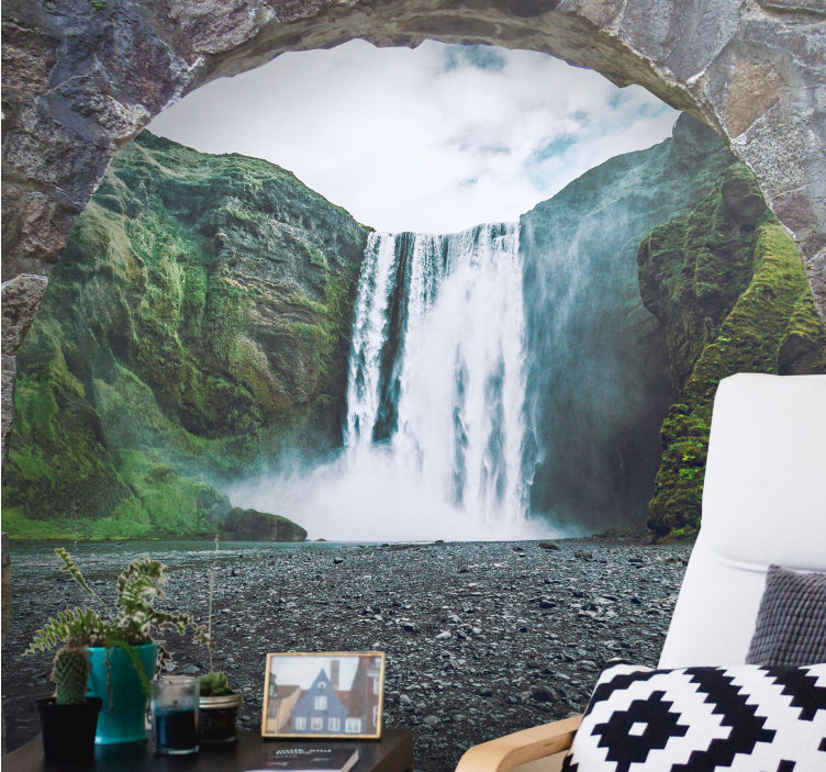 Waterfall wall mural majestic waterfall view - TenStickers