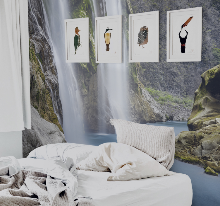 Waterfall wall mural serene waterfall view - TenStickers