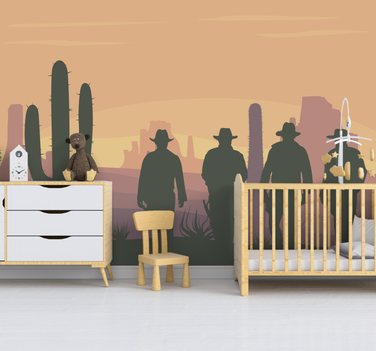 Western Sunset Silhouette wall mural nursery - TenStickers