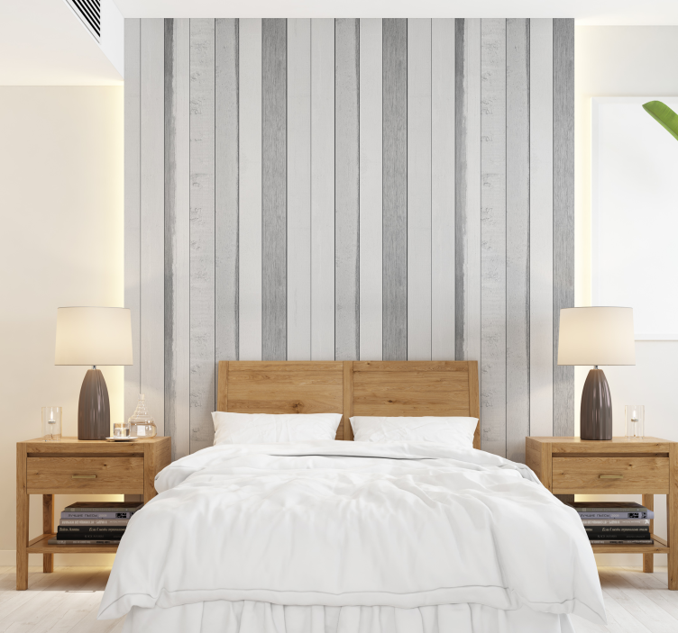 White aged slats wood effect wall mural - TenStickers