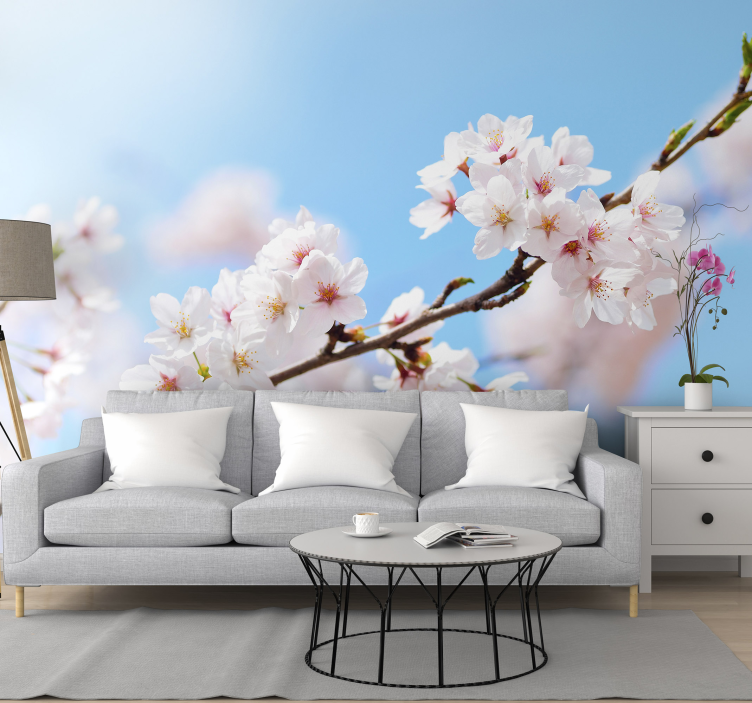 White cherry blossom wall mural - TenStickers