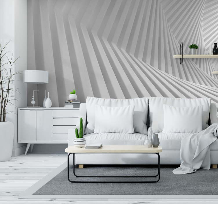 Geometry architectural abstract white 3d wallpaper - TenStickers