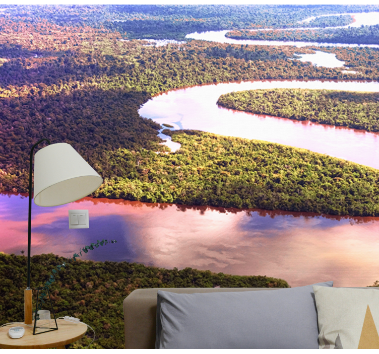 Winding river landscape landscape wall mural - TenStickers