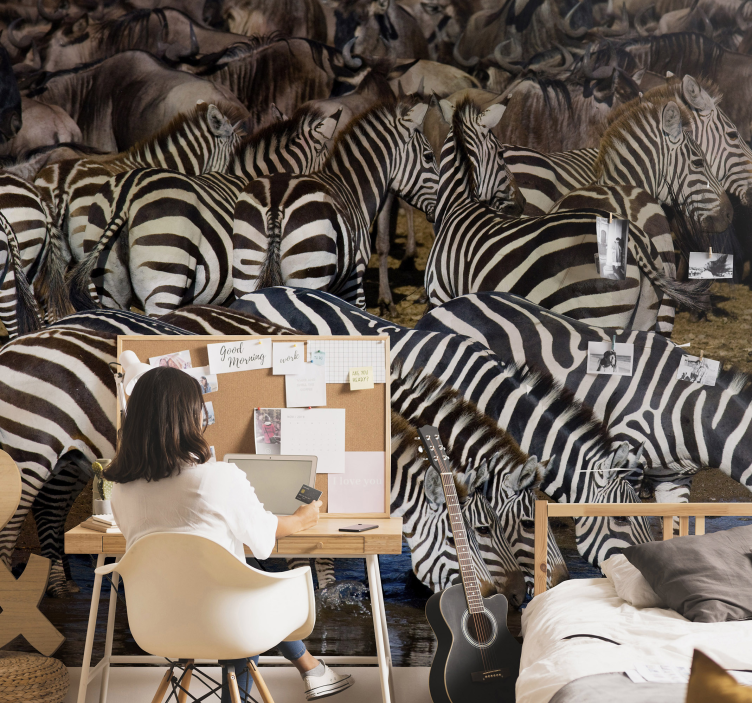 Zebras in Motion wall mural animals - TenStickers