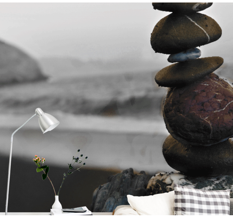 Zen wall mural balanced rock stacks - TenStickers