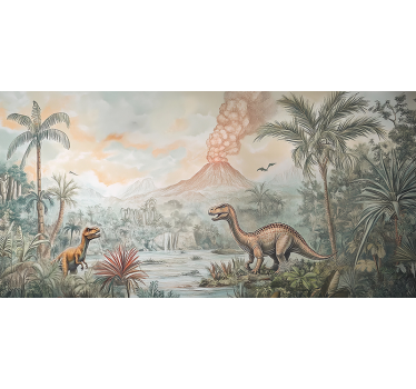 Jurassic landscape childrens bedroom wall mural - TenStickers