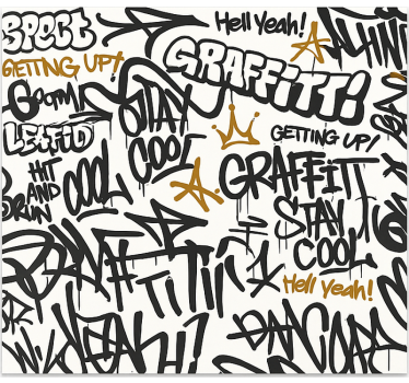 Black and white graffiti murals for teenage bedrooms - TenStickers