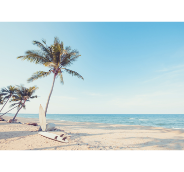 Tropical beach with palm tree landscape wall mural - TenStickers
