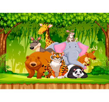 Children's Wild Animals Wall Murals - TenStickers
