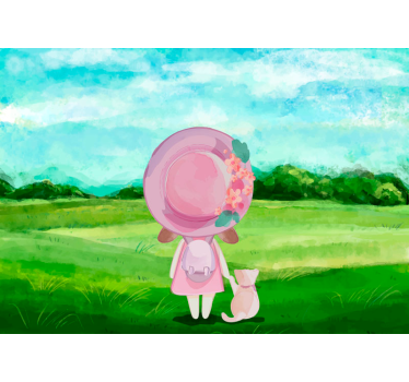 Wall Mural A girl on meadow - TenStickers