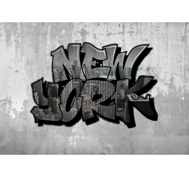 Graffiti with city view  new york mural wallpaper - TenStickers