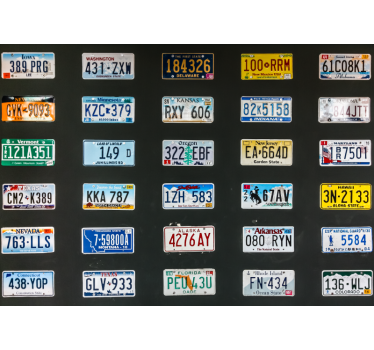 License plates vintage mural - TenStickers