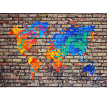 Political full color  world map wall mural - TenStickers