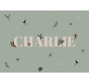 Floral Name Design childrens bedroom wall mural - TenStickers
