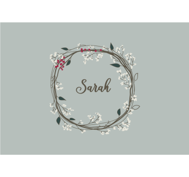 Floral name circle childrens bedroom wall mural - TenStickers