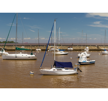 Sailboats in Harbor sea wall mural - TenStickers