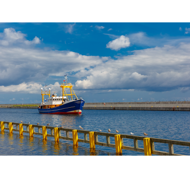 Fishing Boat Harbor sea wall mural - TenStickers