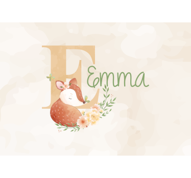 Childrens bedroom wall mural personalized fox design - TenStickers