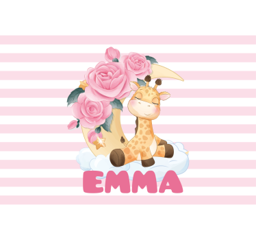 Childrens bedroom wall mural giraffe with roses - TenStickers