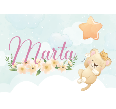 Childrens bedroom wall mural cute lion balloon - TenStickers