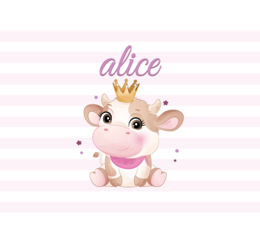 Crowned Cow Illustration childrens bedroom wall mural - TenStickers