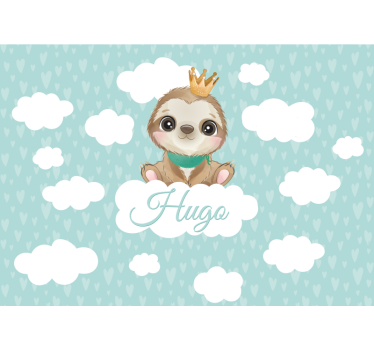 Childrens bedroom wall mural sloth with crown - TenStickers