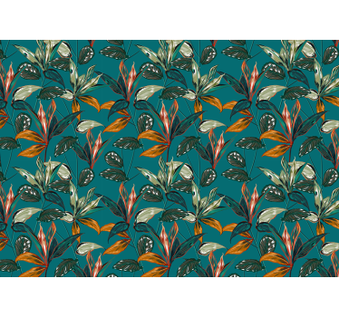 Flowers wall mural exotic leaf arrangement - TenStickers