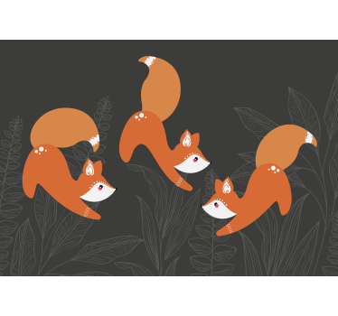 Cheerful foxes play childrens bedroom wall mural - TenStickers