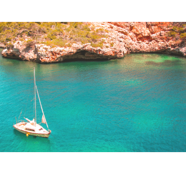 Sailing boat ocean sea wall mural - TenStickers