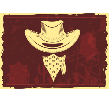 Childrens bedroom wall mural cowboy hat and bandana - TenStickers