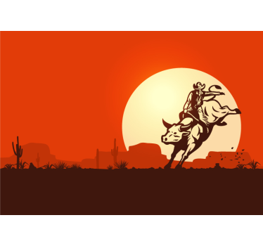 Childrens bedroom wall mural cowboy riding bull - TenStickers