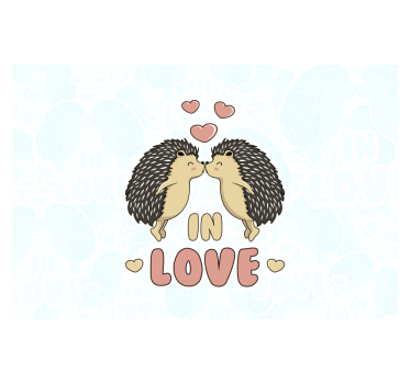 Childrens bedroom wall mural hedgehog love display - TenStickers