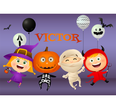 Happy halloween drawing wall mural wallpaper - TenStickers