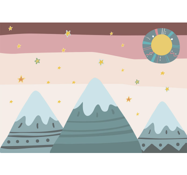 Childrens bedroom wall mural mountains and stars - TenStickers