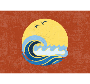 Sun, Beach and Wave vintage mural - TenStickers