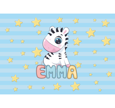 Childrens bedroom wall mural zebra and stars - TenStickers
