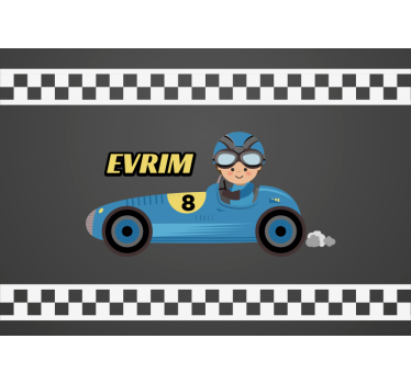 Childrens bedroom wall mural cartoon racing car - TenStickers