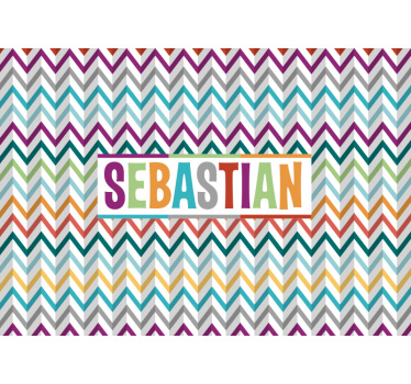 Childrens bedroom wall mural colorful chevron design - TenStickers